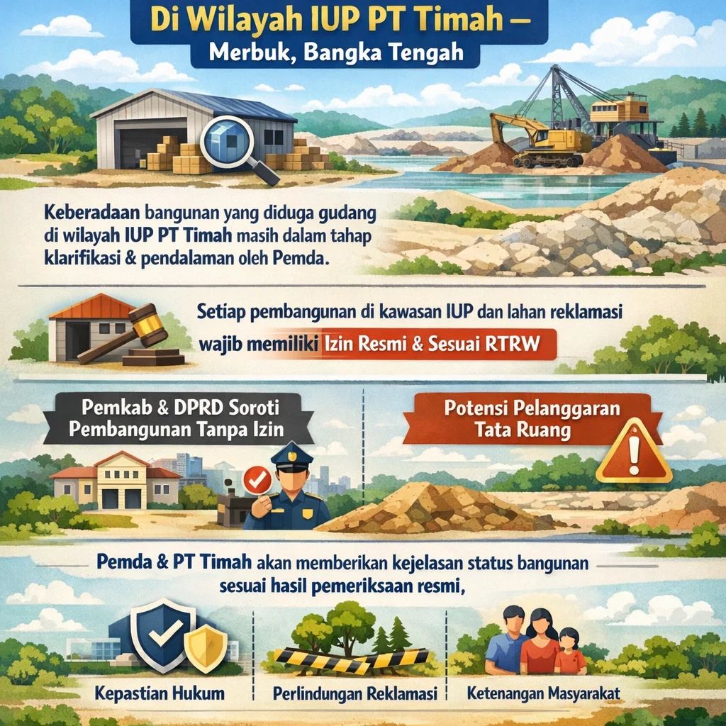 Adanya bangunan tanpa izin jelas menyalahi aturan yang ada. Perlu ada tindakan tegas biar ga jadi tempat penyelundupan timah ilegal