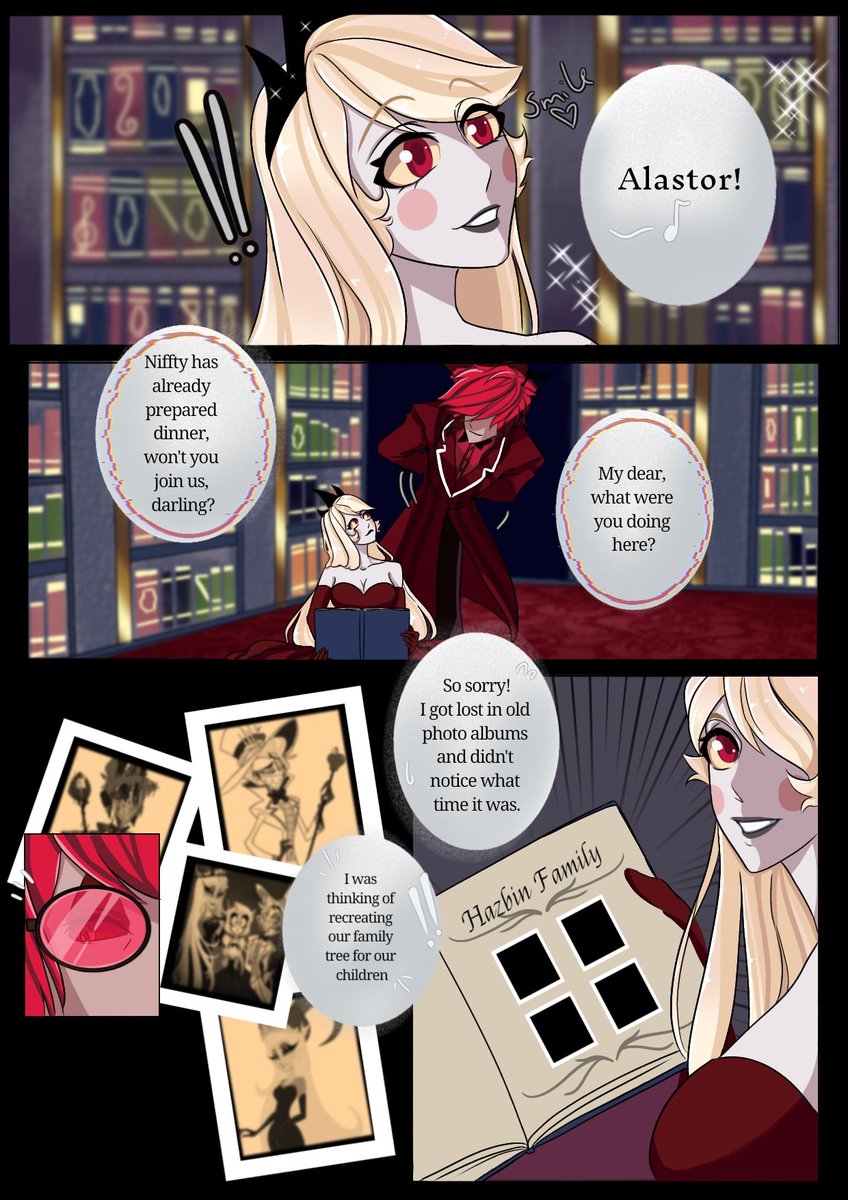 Hazbin Family, Part 1
#charlastor #charliemorningstar #HazbinHotel #comic
I finally finished that comic from a year ago, gasp.