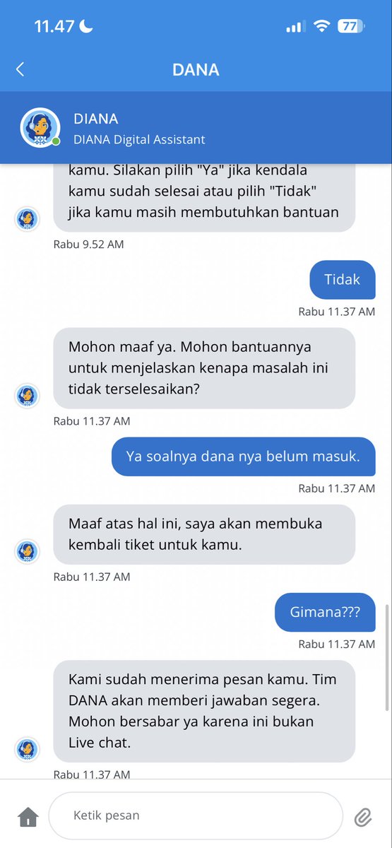 juhyunprettys's tweet photo. licik ya lu @danawallet sengaja ga adain fitur live chat jadi kalo dibales bot orang jadi males buat urus, tapi gue gaakan diem sampe uang gue balik. bila perlu gue bikin threads ajakin boycott dana.

beda banget sama shopee yang beberapa kali kendala gue selalu ada jalan keluarnya or atleast bertanggungjawab.