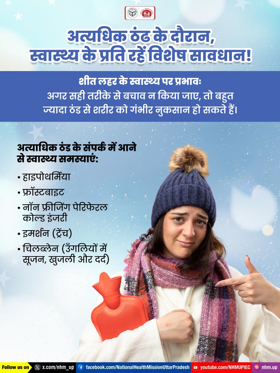 CBCAligarh's tweet image. ❄️🧣 सर्दियों के मौसम में अपनी सेहत के प्रति सावधानी बरतें और स्वयं को सुरक्षित रखें।🛡️💙

Winter Health Care | Cold Weather Safety | Healthy Winter

#WinterHealth #HealthAwareness