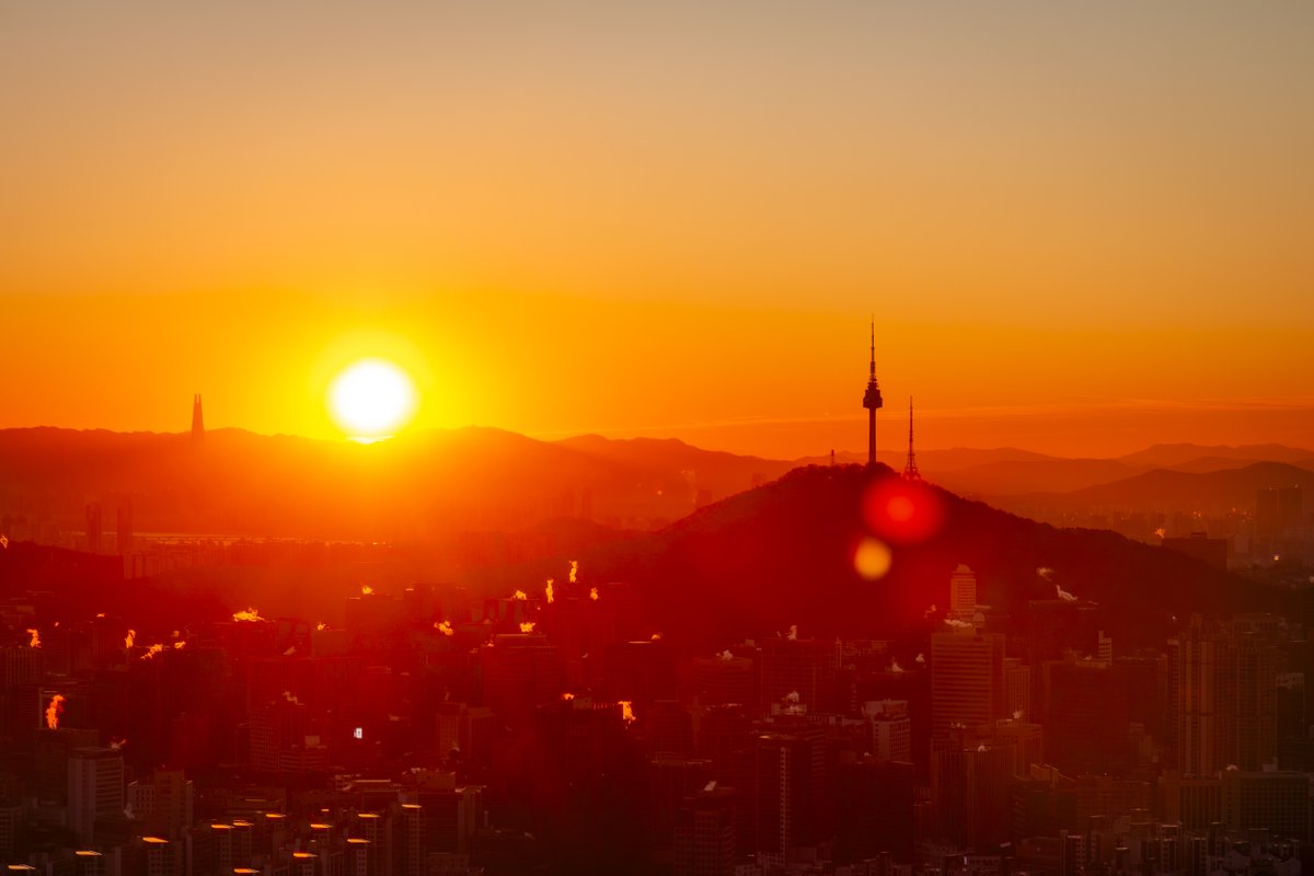 오늘 안산봉수대에서 촬영된 일출