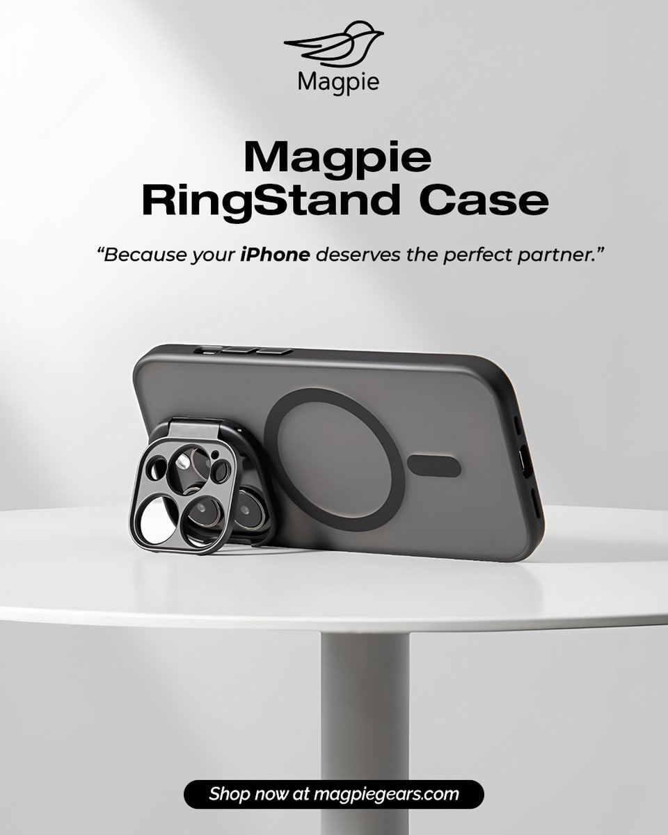 magpiegears's tweet image. ✨ Meet the perfect partner for your iPhone ✨

The Magpie RingStand Case blends sleek design with everyday functionality—secure grip, hands-free viewing, and effortless style in one smart case. 

🛒 Shop now: magpiegears.com

#Magpie #StandCase #iPhoneAccessories