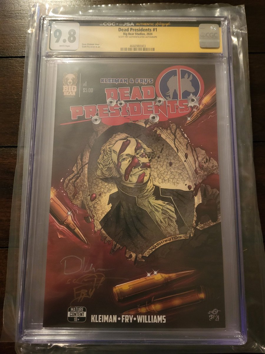 scottfry123's tweet image. @highlight We have copies of issue #1 of #deadpresidentscomic signed by both creators, which includes a COA. These are $150 each $15 shipped. #bigbearstudios #comicbooks #bigbearcomics #scottfrycomicartist #artofscottfry #scottfrycomicart #cgcforsale #cgcsignatureseries