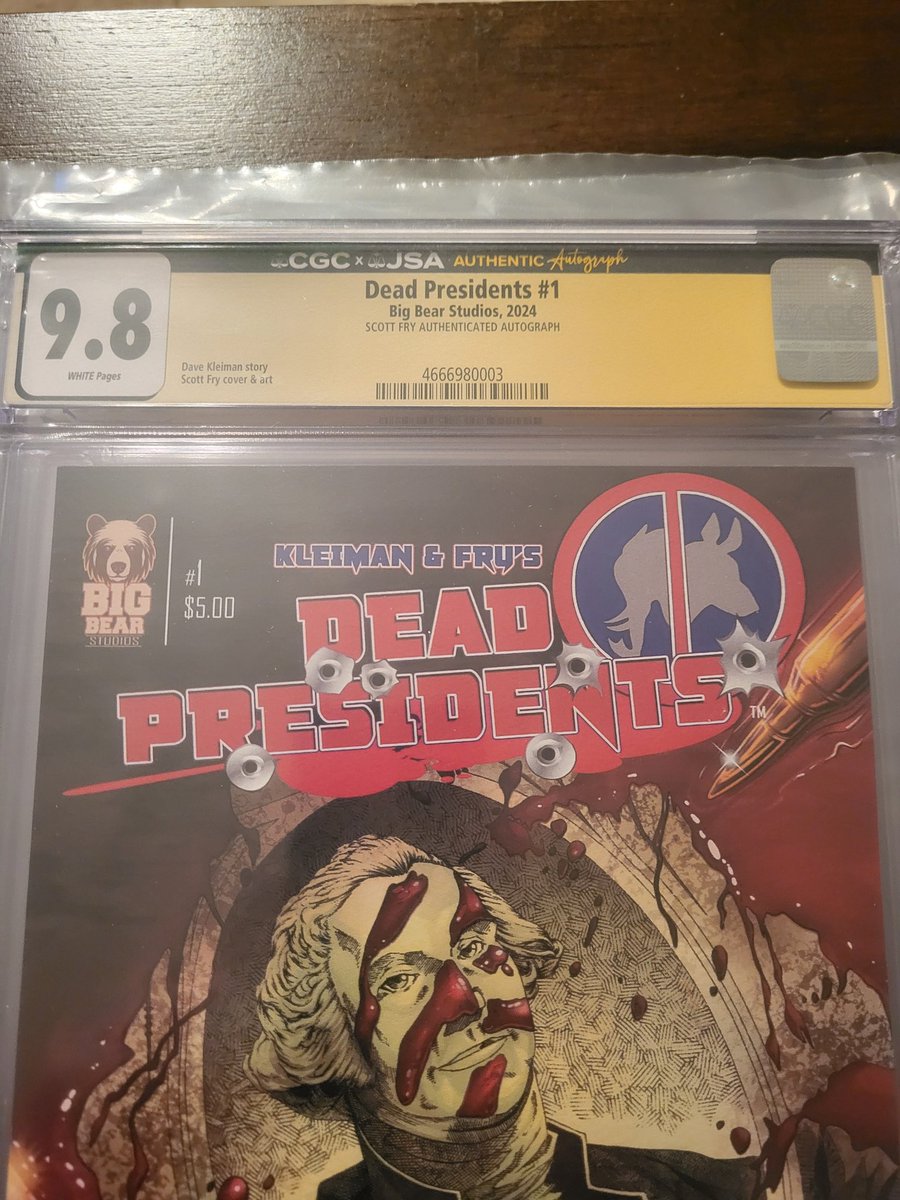 scottfry123's tweet image. @highlight We have copies of issue #1 of #deadpresidentscomic signed by both creators, which includes a COA. These are $150 each $15 shipped. #bigbearstudios #comicbooks #bigbearcomics #scottfrycomicartist #artofscottfry #scottfrycomicart #cgcforsale #cgcsignatureseries