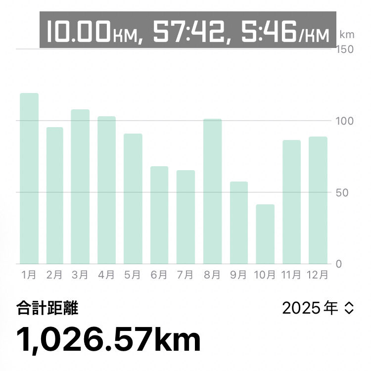 hi_dgm's tweet photo. 2025年の走り納め🏃月間100kmはなかなか達成できませんでしたが、去年の自分1007kmを超えることができました。2026年もよろしくお願いします🙇 https://t.co/1BTbmhBkWW