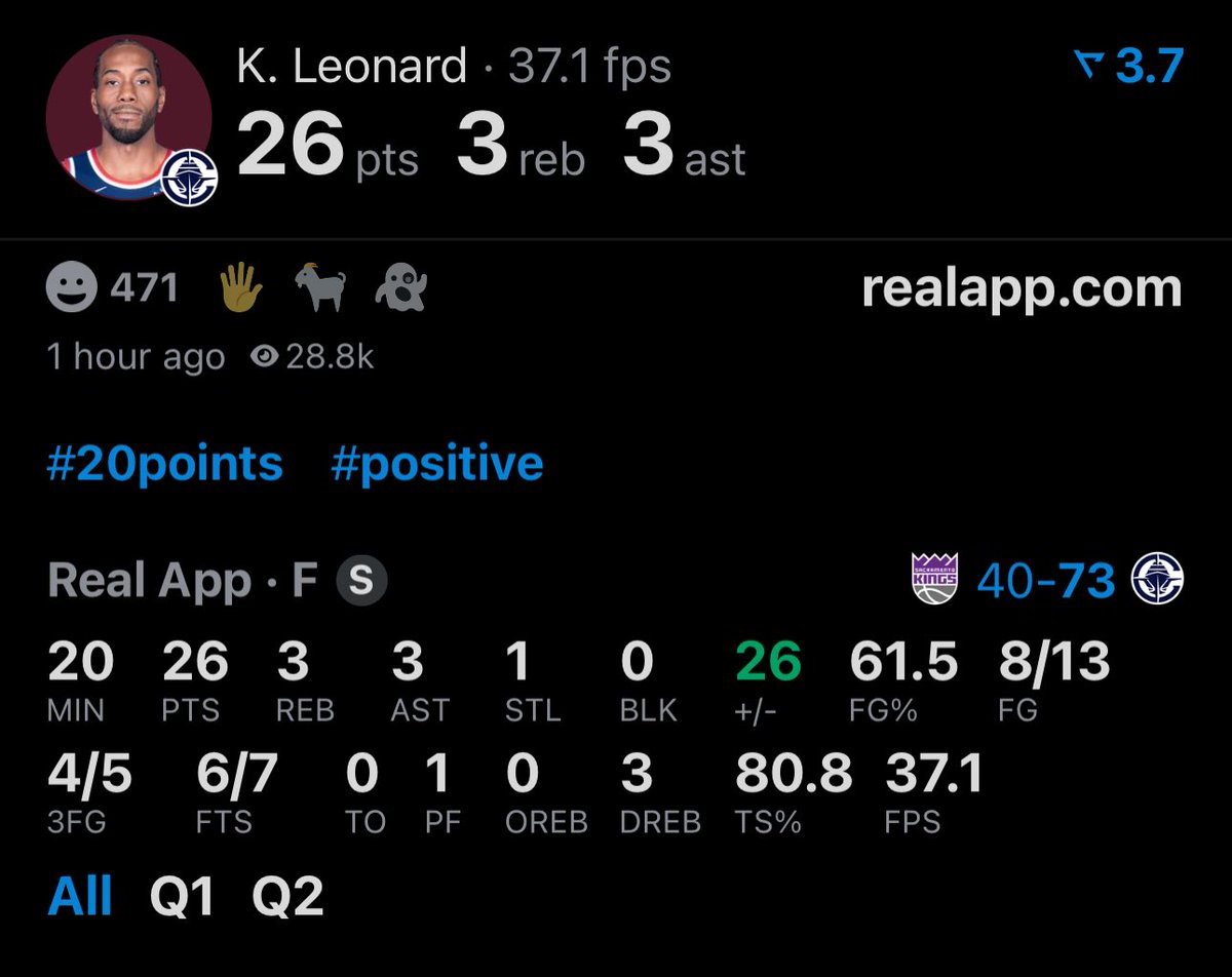 KAWHI AT HALFTIME:

26 POINTS
0 TURNOVERS
8/13 FG
4/5 3P

BUCKETS (via <a href="/realapp/">Real App</a>)