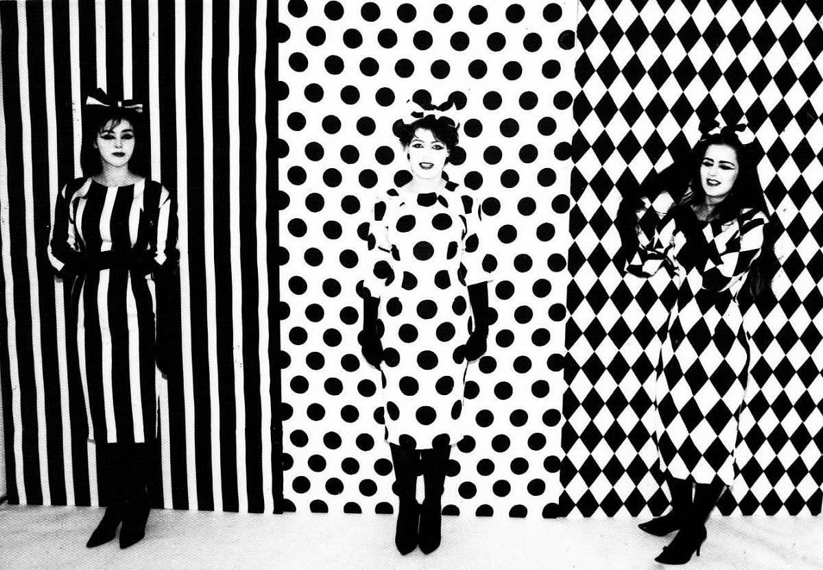 Jill Bryson (Strawberry Switchblade) at her Glasgow School of Art show, 1981.