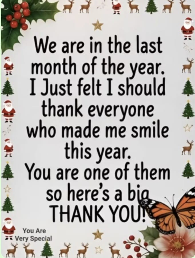 Good morning friends. As we count down, know that you have made this year better by simply being part of it. Wishing you all a wonderful 2026