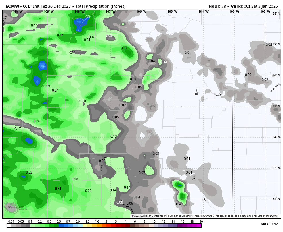 JustinCwx's tweet photo. A storm will move thru the Desert SW Wed/Thu &amp; exit NM Fri afternoon/evening. The most widespread light valley rain &amp; high mtn snow impacts western NM Thu morning w/ little to no precip east of the central mtn chain through Fri. #nmwx https://t.co/cWlp8n830g