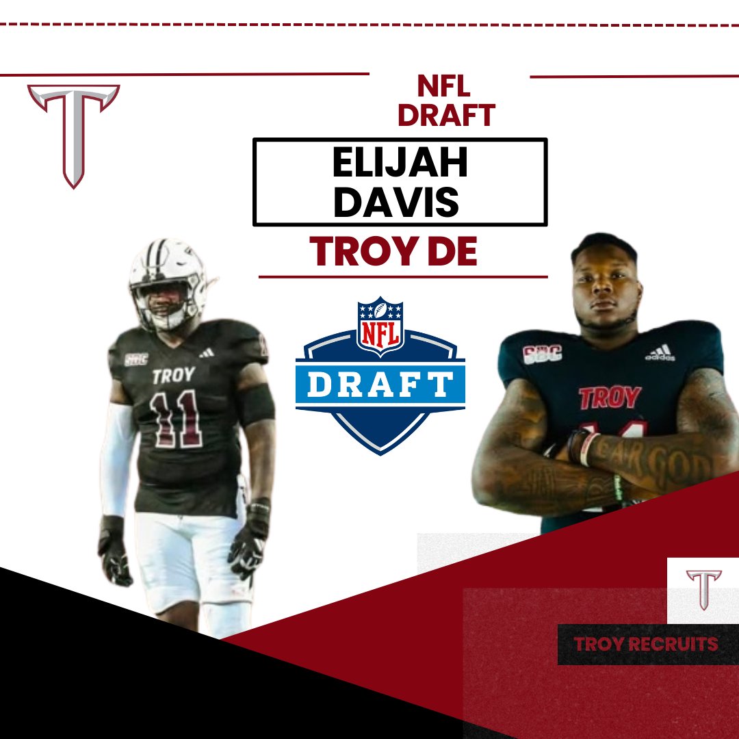 BREAKING: Troy EDGE Elijah Davis has officially declared for the NFL Draft! <a href="/elijahdavis81/">🙏🏾</a> 

Formerly one of the nation’s top JUCO defensive linemen, the 6’3”, 264-pound edge rusher brings a powerful blend of size, strength, and athleticism to the next level. Davis gained