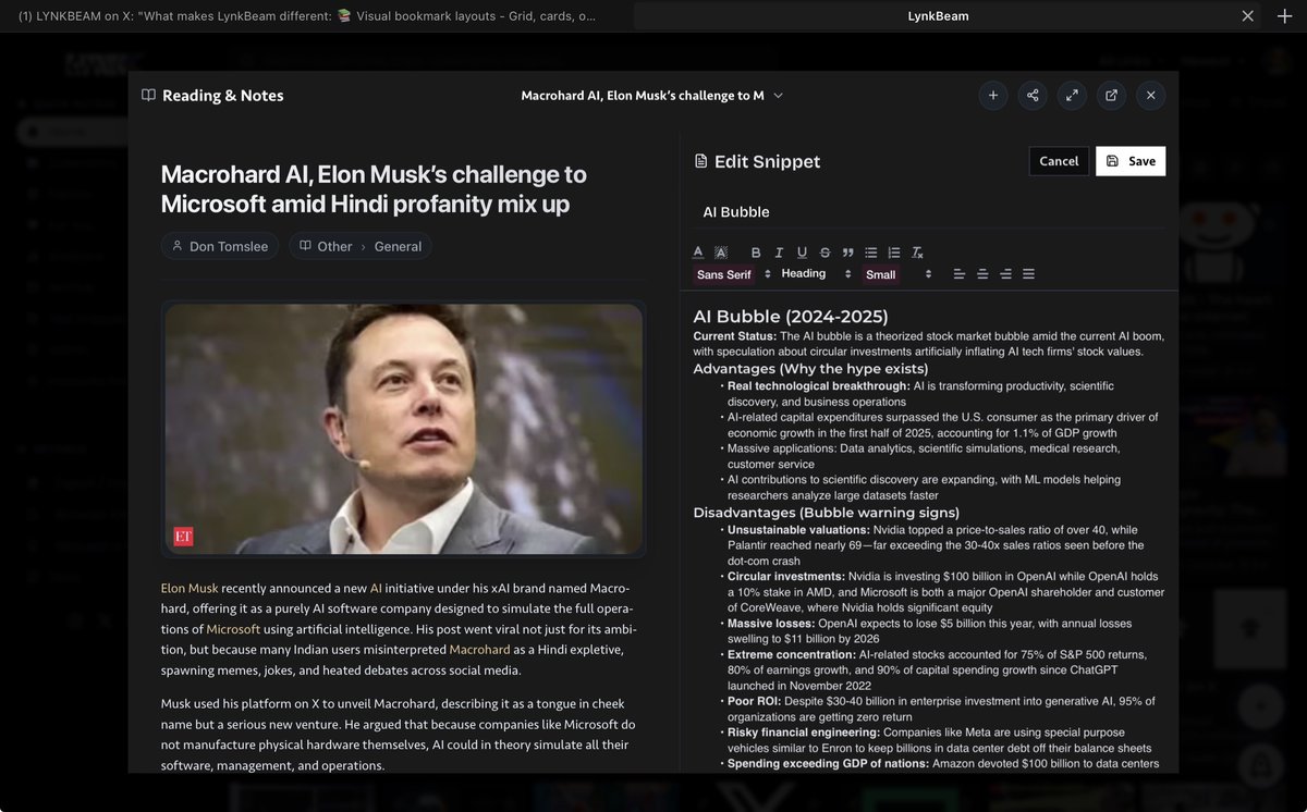 lecter1960's tweet photo. Reading articles in @lynkbeam = ad-free, clean, fast. No popups. No 'Sign up to continue.' Just content. #productivity https://t.co/p0i6UztGBP