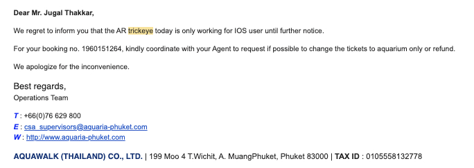 jugal_thakkar's tweet photo. Anybody considering @agoda for activities? I (a Platinum VIP) strongly recommend against it. They have no influence on the providers. I shared the provider's email acknowledging the non-functional activity, yet Agoda has taken 23+ days without making any progress on the refund. https://t.co/HT2z9fVb2k