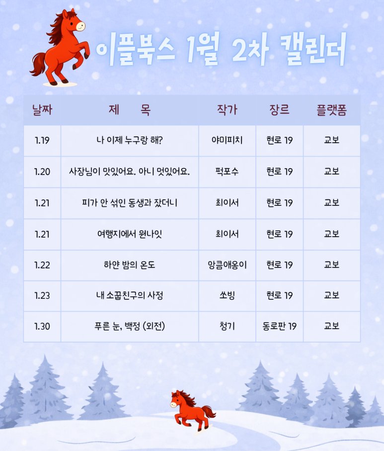 2026년 1월 캘린더입니다.