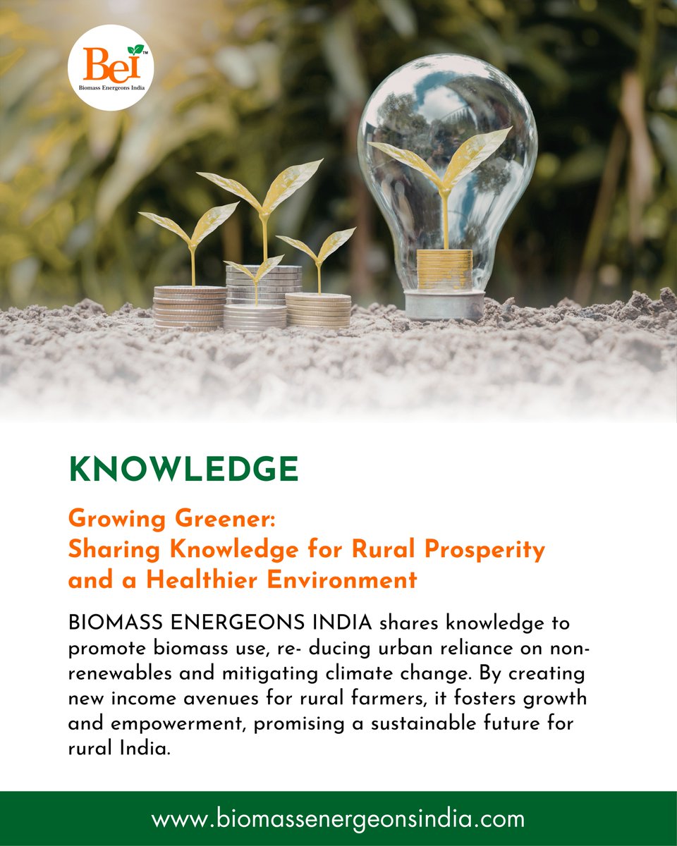 biomass_bei's tweet image. #GrowingGreener by sharing knowledge 🌱 #BiomassEnergeonsIndia promotes smart biomass use to cut reliance on non-renewables, fight #ClimateChange, and create new income opportunities for rural farmers. A cleaner, stronger, #SustainableIndia 🌍♻️