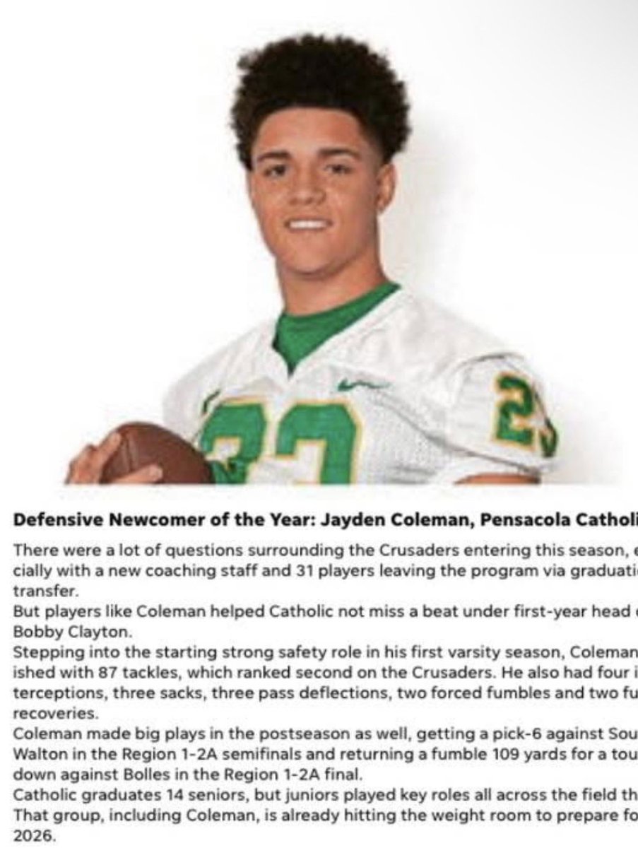 JaydenC17549864's tweet image. Blessed to be defensive Newcomer of the year @ccrusadersfball @pnj