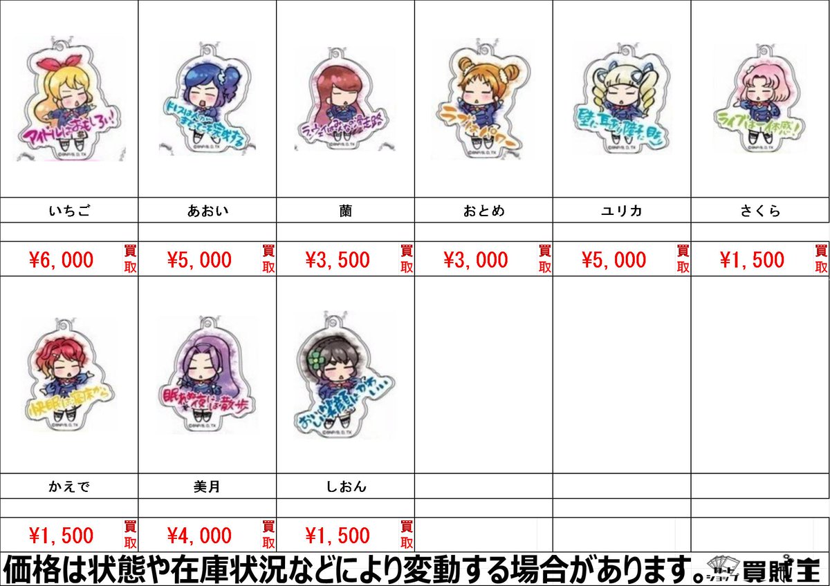 ☆買取情報☆ アイカツ！ 格言シリーズ ミニアクリルキーホルダー 買取