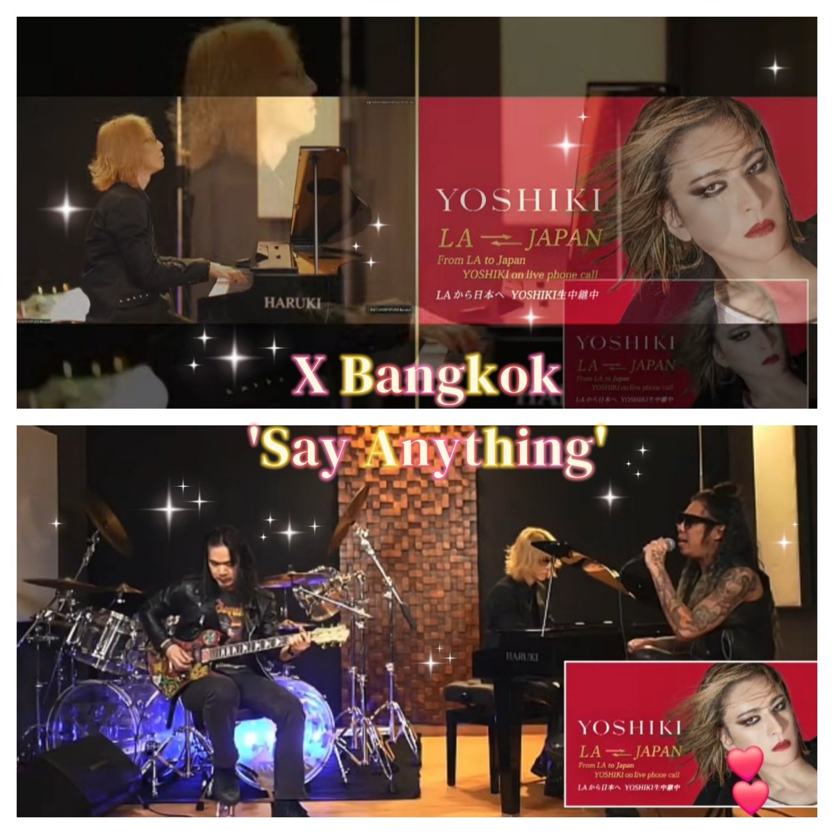 X Bangkok
  ｢Say Anything｣✨️

X NANA 
  ｢BLUE BLOOD｣✨️

カッコよかったです🥰🎶

とても素晴らしい演奏でした🔥✨️
Yoshikiさんご本人が聴かれていたことも、
本当に感動的でした💐✨️

｢ALIVE｣が月光をモチーフに生まれたことを、改めて知ることができて嬉しかったです🌙✨

#YOSHIKI