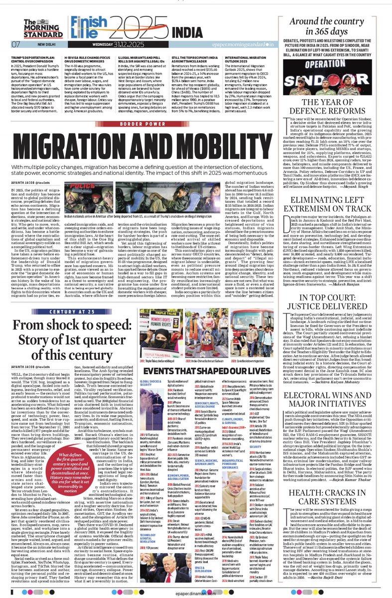 TheMornStandard's tweet image. Morning Standard’s special pages today (Dec 31) look back at the key moments that shaped Delhi in 2025 from politics and policy to civic issues, education, environment and everyday life in the capital. @santwana99 @NewIndianXpress 
#LookingBack #December31