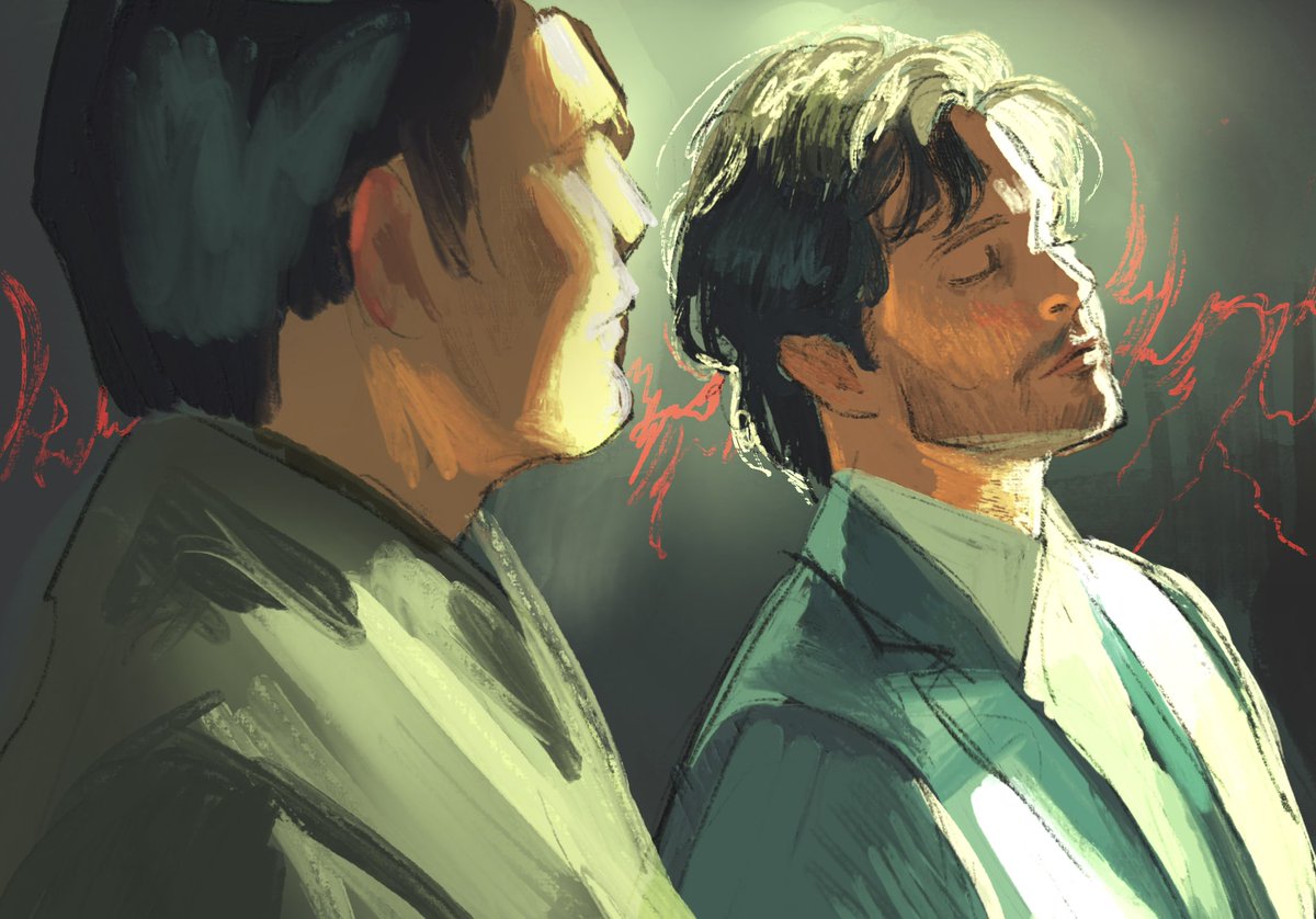 spiciisie's tweet image. Hannigram sketch study 🖤