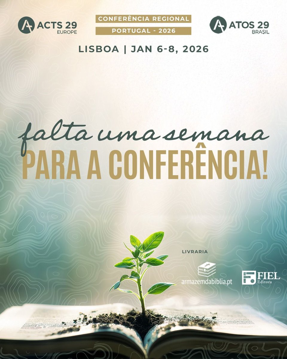 Falta 1 semana para a Conferência Regional Acts 29 Portugal. Um tempo de oração, ensino e comunhão para pastores, plantadores e famílias. Teremos ministério infantil para crianças dos 3 aos 11 anos. Venham com mente e coração abertos para novas amizades e parcerias para o Reino.