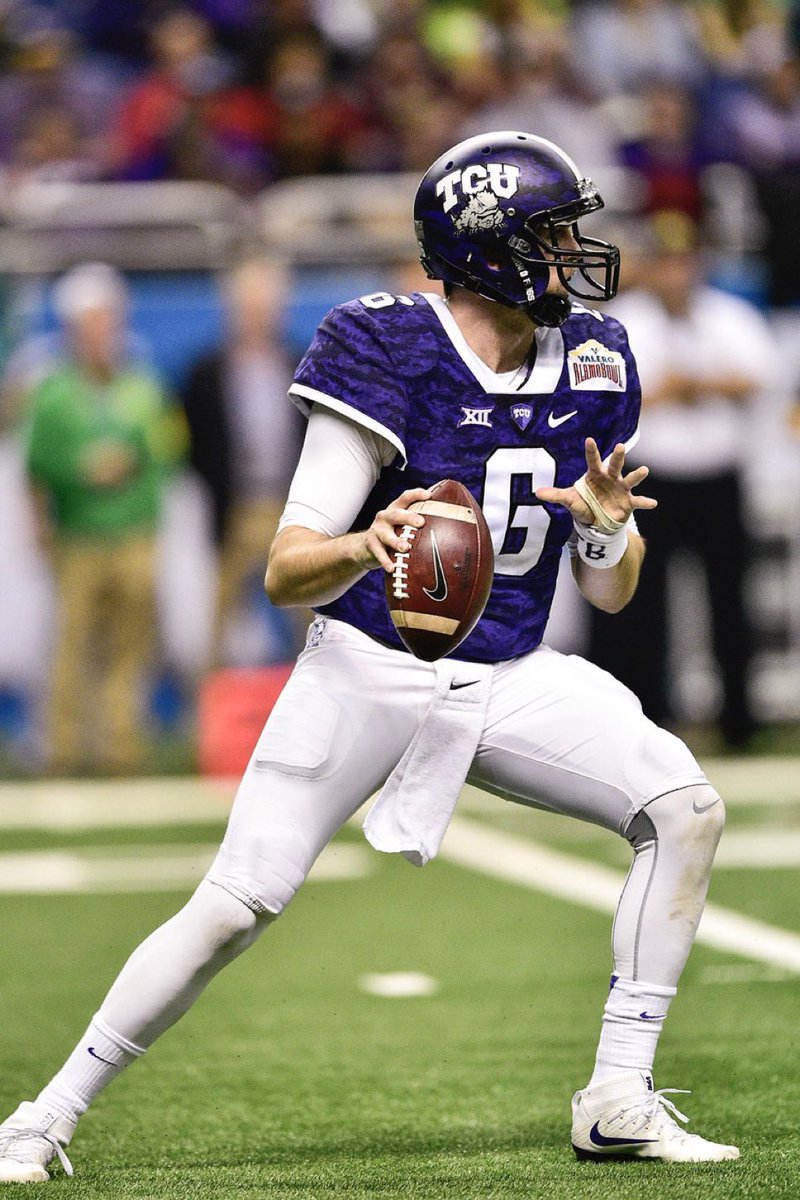 NickHarrisFWST's tweet image. One of the best stories of the entire bowl season just went down in San Antonio.

Bram Kohlhausen, who made his only career start for TCU in the 2016 Alamo Bowl, totaled 396 yards and 4 TD in a comeback OT win over Oregon. In 2023, he was injured in a hunting accident after…