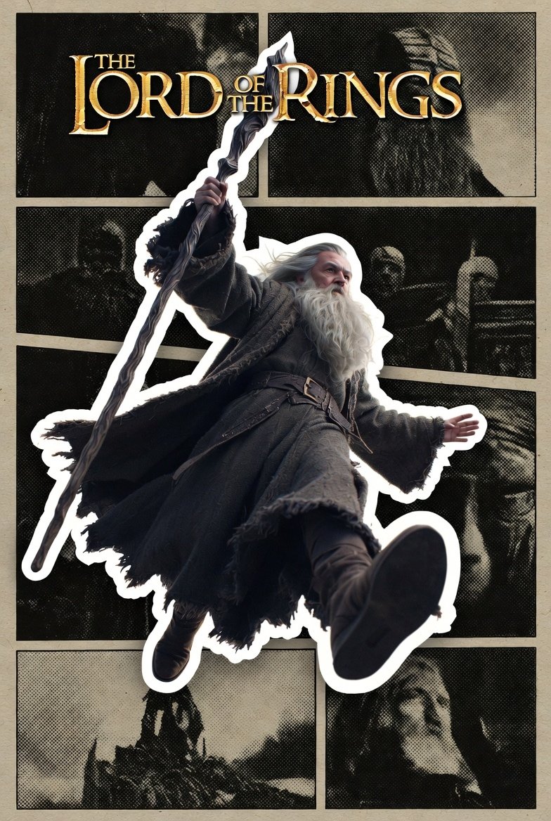 Epic Gandalf: Comic Collage Meets Cinematic Adventure