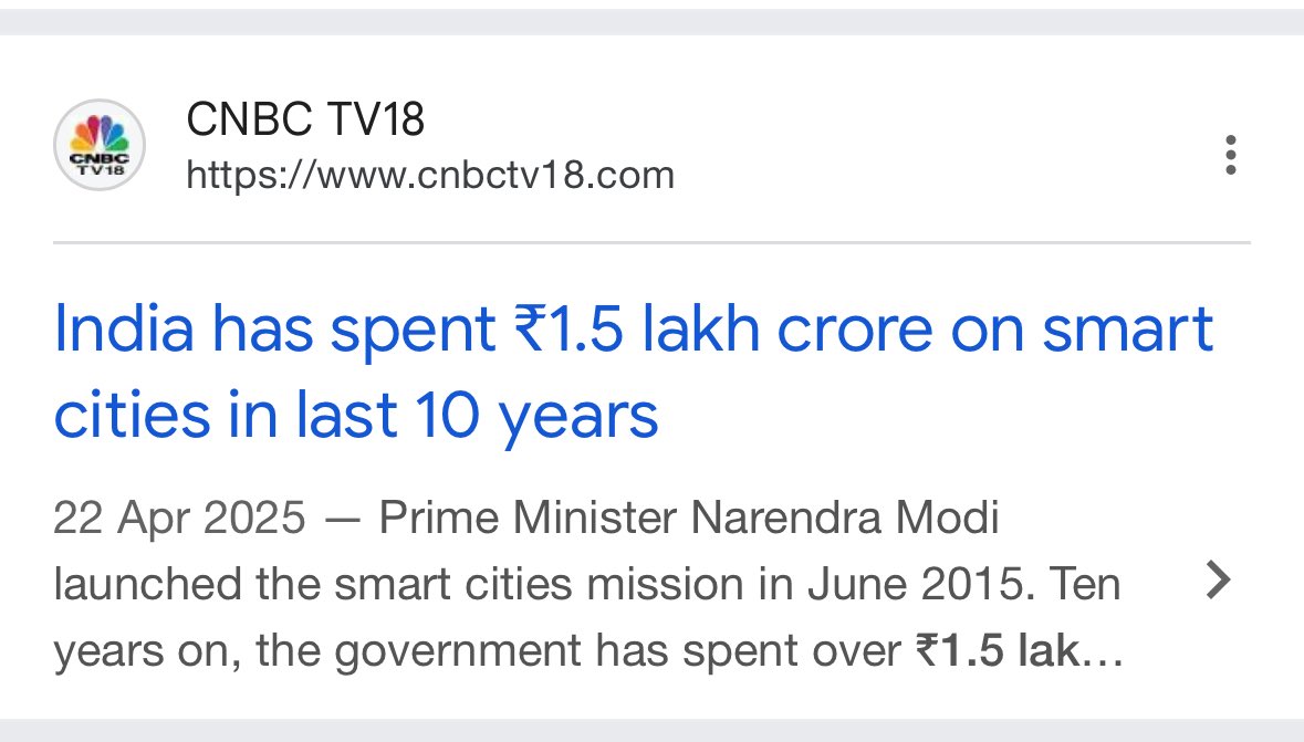 The Smart Cities Mission was launched on June 25, 2015.

Ten years have passed. The March 31, 2025 deadline is over. Lakhs of crores have been spent.

A simple question to the Govt:
Can you name even one Smart City that meets all the stated parameters?

If not, where did the