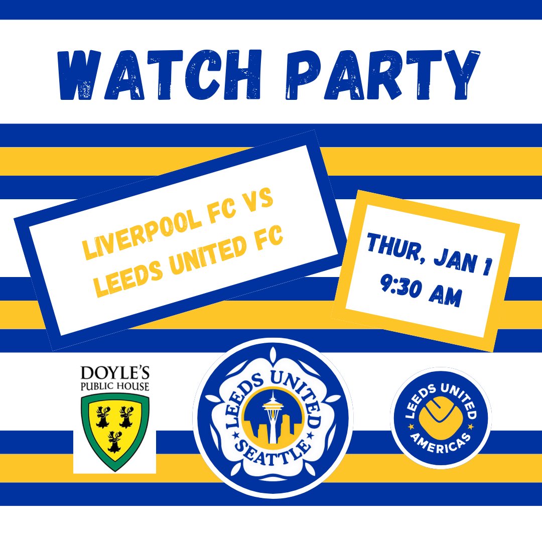 LUFCSeattle's tweet image. Ring in the New Year with a Leeds United watch party!

Keep the party going from the night before and join us at 9:30 am at @DoylesPub 

21+

Happy New Year!

@luamericas #LUFC #ALAW