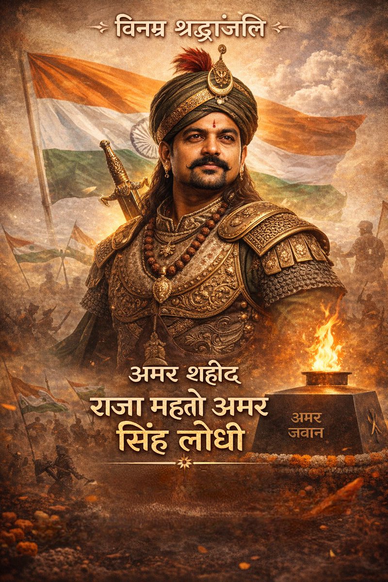 मातृभूमि की रक्षा के लिए अपने प्राणों की आहुति देने वाले महान स्वतंत्रता सेनानी, वीर शिरोमणि राजा महतो अमर सिंह लोधी जी के बलिदान दिवस पर कोटि-कोटि नमन। आपका त्याग हमें सदैव प्रेरित करता रहेगा। 🙏🇮🇳
#राजा_महतो_अमर_सिंह_लोधी
#RajaMahtoAmarSinghLodhi
#बलिदान_दिवस
#BalidanDiwas