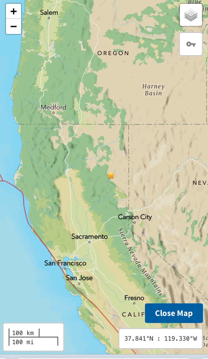 AVISO 🔴 Sismo en el norte de California EEUU 🇺🇸 -M5.3 (moderado) -Prof  4.7 km -Epicentro: 14 km al NNW de #Susanville, CA #Earthquake #temblor  Diciembre 31/05:49:31 (UTC) https://t.co/K1H5jt0yGH, image size:697x1200