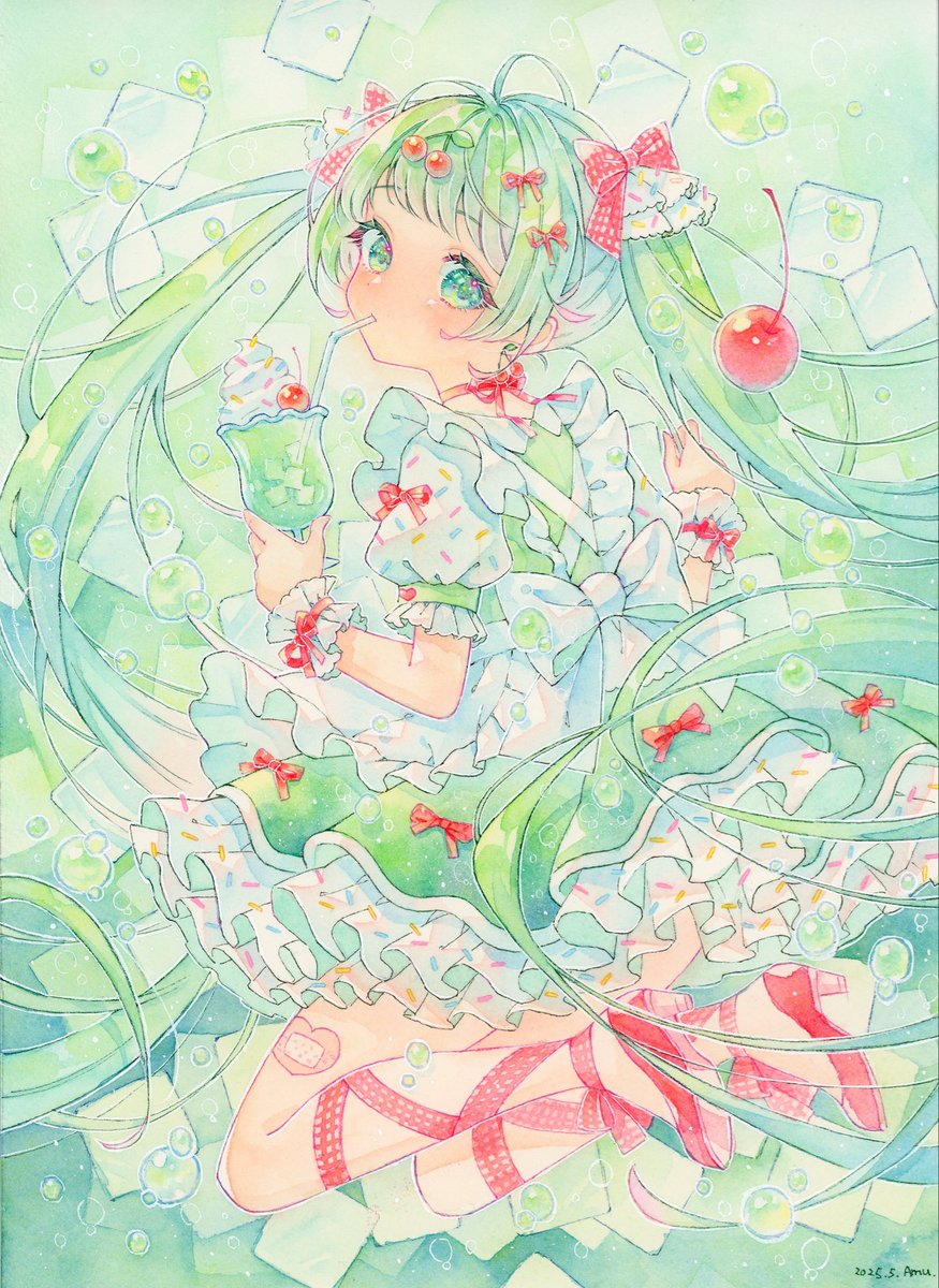 絵画 youth (2025) 2025年自分が選ぶ今年の4枚 夏頃に描いた子たちがお気に入り🍹