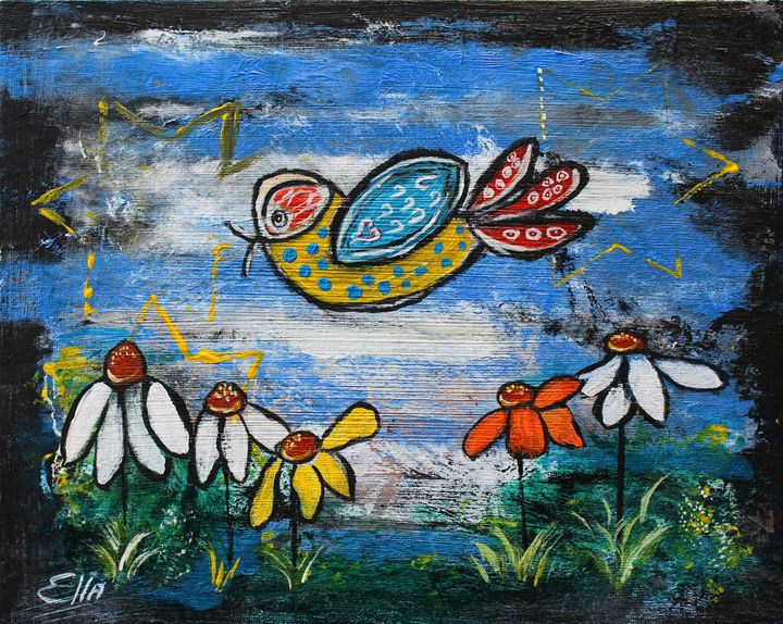 Dickeykella's tweet photo. Art of the Day! "Birdie One Beautiful Day". Buy at: https://t.co/swijA2JIJg https://t.co/tVzp4ctlBx