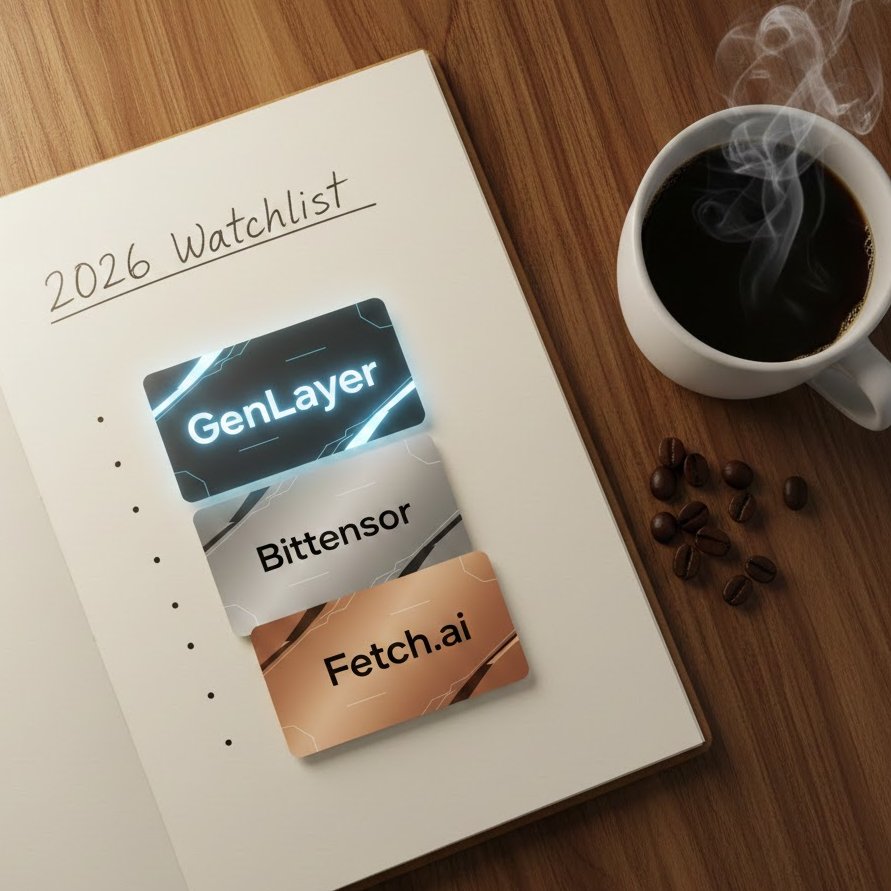 ToKy0vIee_22's tweet photo. My top 3 AI-native picks for 2026:

@GenLayer
@bittensor
@Fetch_ai

Why GenLayer is my #1? While others run AI off-chain, GenLayer brings AI directly into consensus. It’s the first blockchain that can actually think.  

Is on-chain AI the future? https://t.co/qPQym3zhu2