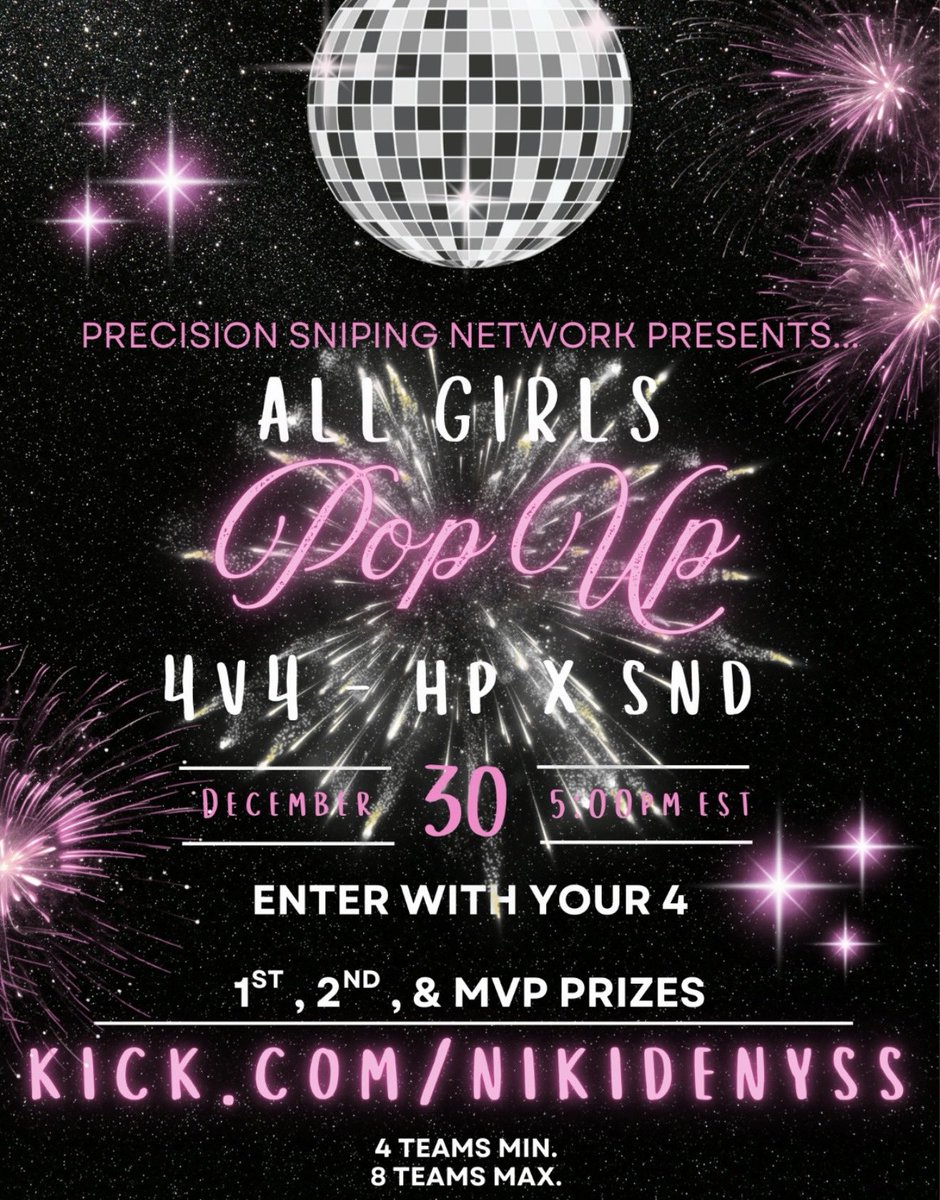 MaisyBaby18's tweet image. $1000 All girls 4v4 CHAMPS x @nikidenyss (PSN) W/ @savvy1131 @laniiswrld @ghnster Thank you so much Niki for hosting! 🤍