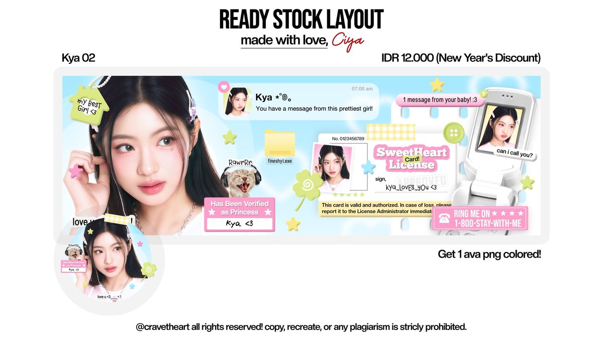 cravetheart's tweet image. help repost ya? timakasi! ‹𝟹

NEW YEAR'S DISCOUNT!

haii, ada 6 layout ready stock Kya &amp;amp; Wonyoung dari  katalog "Favorite Notification" yang diskon nih, only 12K free recolor &amp;amp; retext!

template layout designednya juga diskon jadi 150K saja, cocok untuk 2D &amp;amp; 3D!

#zonauang