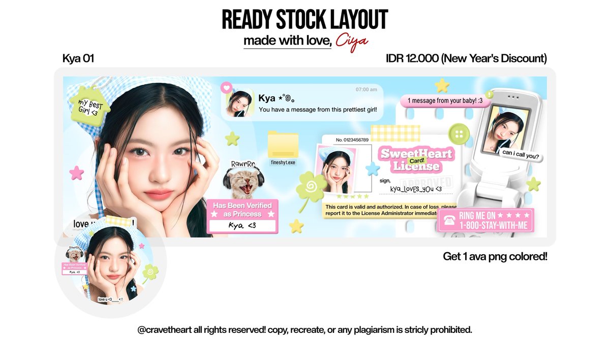 cravetheart's tweet image. help repost ya? timakasi! ‹𝟹

NEW YEAR'S DISCOUNT!

haii, ada 6 layout ready stock Kya &amp;amp; Wonyoung dari  katalog "Favorite Notification" yang diskon nih, only 12K free recolor &amp;amp; retext!

template layout designednya juga diskon jadi 150K saja, cocok untuk 2D &amp;amp; 3D!

#zonauang