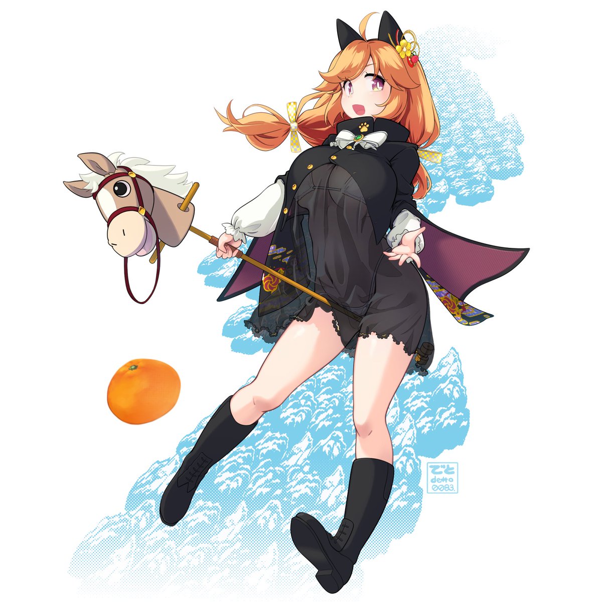 Skebで柴園わんこ様の正月衣装を描かせていただきました!ありがとうございます😊🐶 