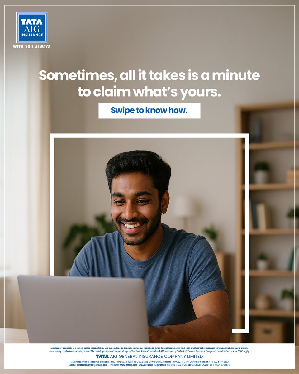 TATAAIGIndia's tweet photo. It’s easy to check if you or your loved ones have an unclaimed insurance amount.
Head to our app or website, or visit the IRDAI “Bima Bharosa” portal to find and claim it.
#TATAAIG #BimaBharosa #UnclaimedAmount #InsuranceAwareness #ClaimWhatIsYours https://t.co/efMMmBhBub
