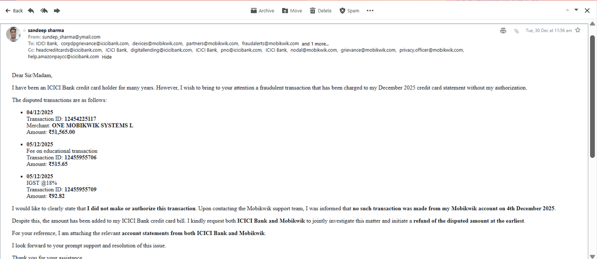 sandeep6521's tweet photo. @MobiKwik @MobiKwik is fake; it has no customer care. They don't talk to customers and close complaints automatically. @MobiKwikSWAT 
@ICICIBank @ICICIBank_Care The bank sent me a fake account statement. #IndianArmy #banknifty #creditcard #phone #PayPay #rbipolicy https://t.co/MlSic0zuej