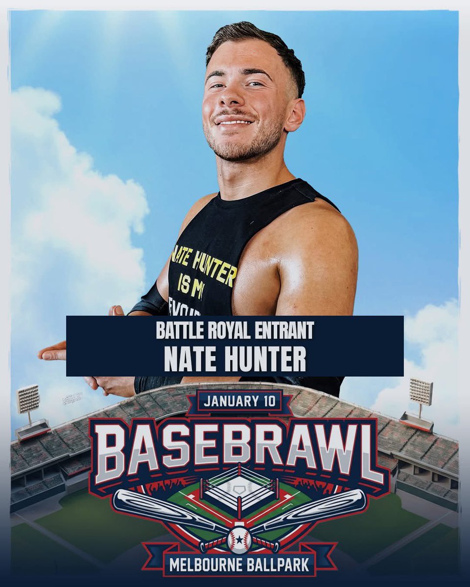 opwlive's tweet image. The field for the $5,000 #BASEBRAWL Battle Royal is heating up🔥

Nate Hunter, Magnus Kolbeck and Blake Malik will be at the Melbourne Ballpark on January 10th with their eye on the prize!

🎟️ Ringside Tickets almost sold out! oceaniaprowrestling.com