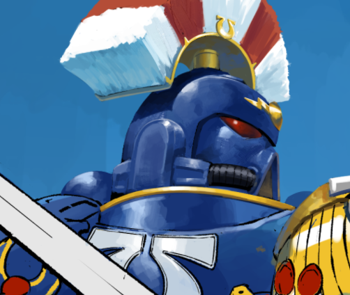 It is I! Cato Sicarius! 

Life update: I got a new job with a healthy work-life balance. I'm back to drawing personal art now hell yeah 

#warhammer40k