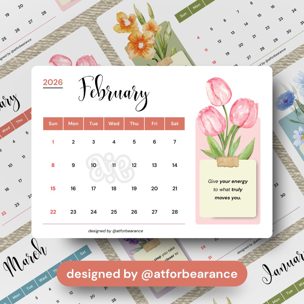 atforbearance's tweet image. a share or repost would help a lot 🤍

2026 Floral Calendar 🌷🪻
digital &amp;amp; printable (size : A5 landscape)
available now on : lynk.id/easytosee/lkjm…

#2026calendar #printablecalendar #printabledesign #zonauang