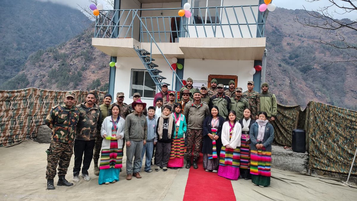 MyGovArunachal's tweet photo. As part of #OperationSadbhavna, the Indian Army constructed a double-storey community homestay in Taksing, Upper Subansiri district, and handed it over to local residents under the #VibrantVillageProgram to strengthen border tourism and community assets. https://t.co/K5UG0BIUKo