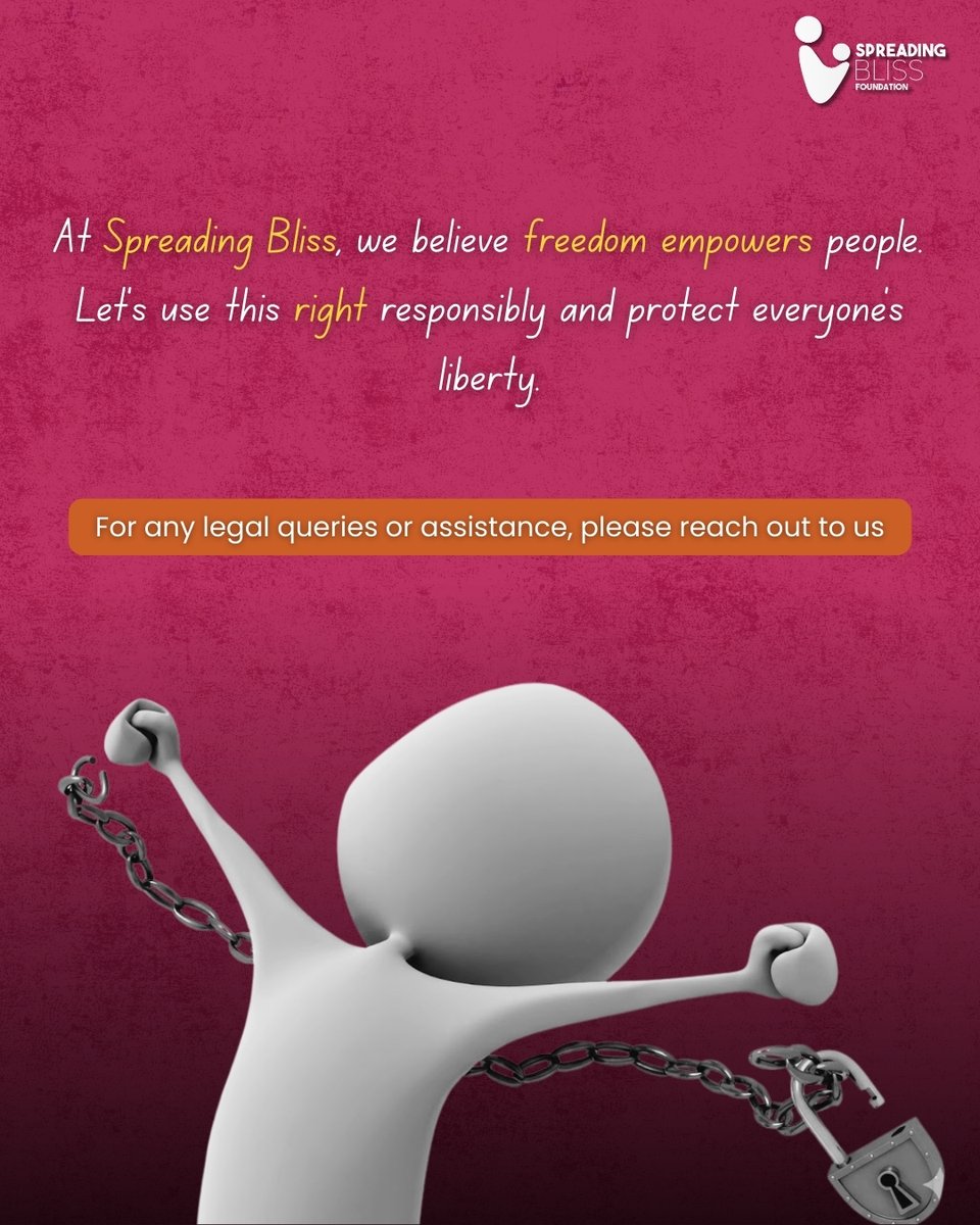 spreadingblissf's tweet image. Reach out to us. Learn your rights. Speak up.
Because freedom grows when people are informed and supported.

#SpreadingBlissFoundation #KnowYourRights #RightsAwareness #JusticeForAll #AccessToJustice #LegalAwareness