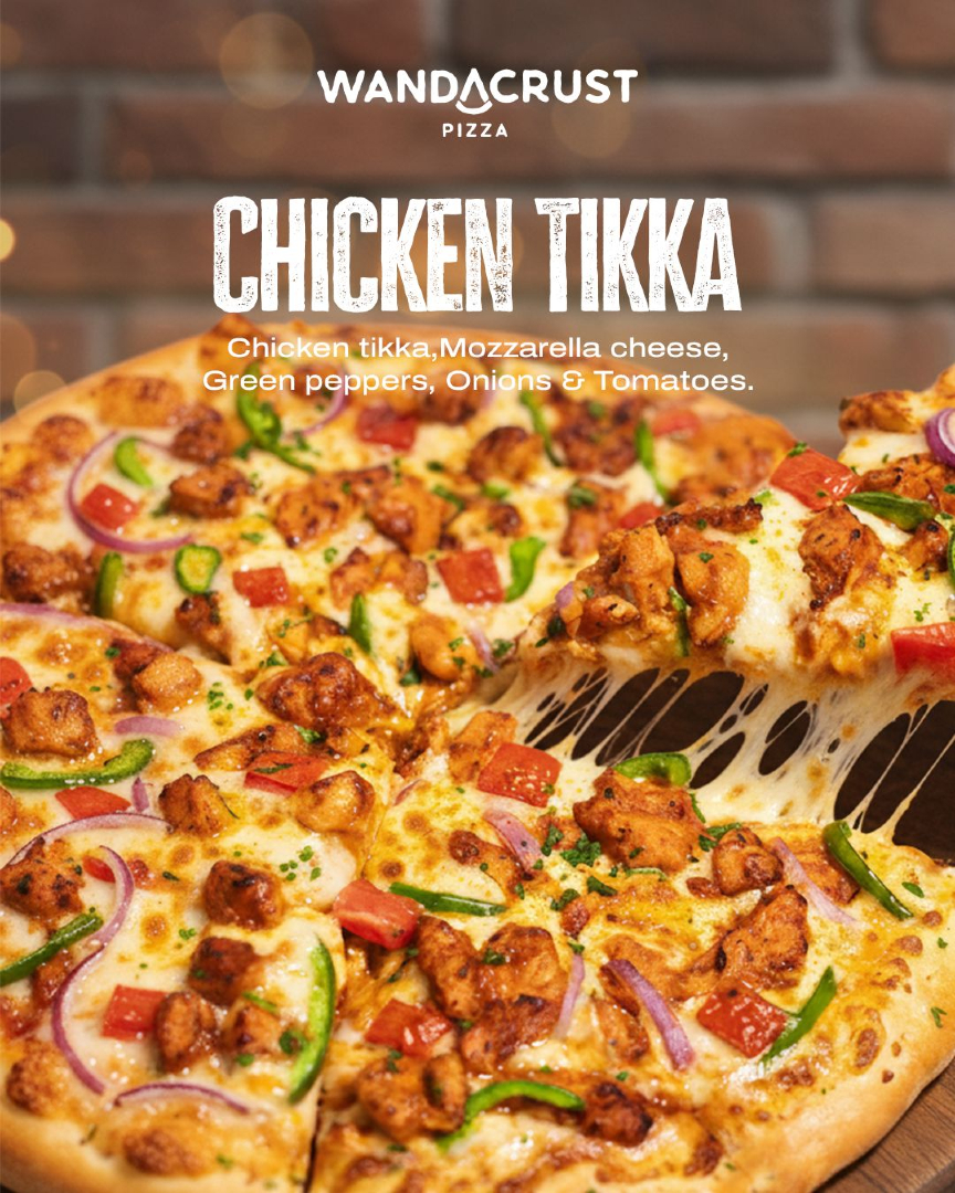 Smoky. Spicy. Loaded.
Our Chicken Tikka Pizza just landed — and it’s a game changer.
BUY ONE GET ONE every Tuesday &amp; Thursday
#foodhub #wandacrust #pizza #cheesy #tikka #fyp