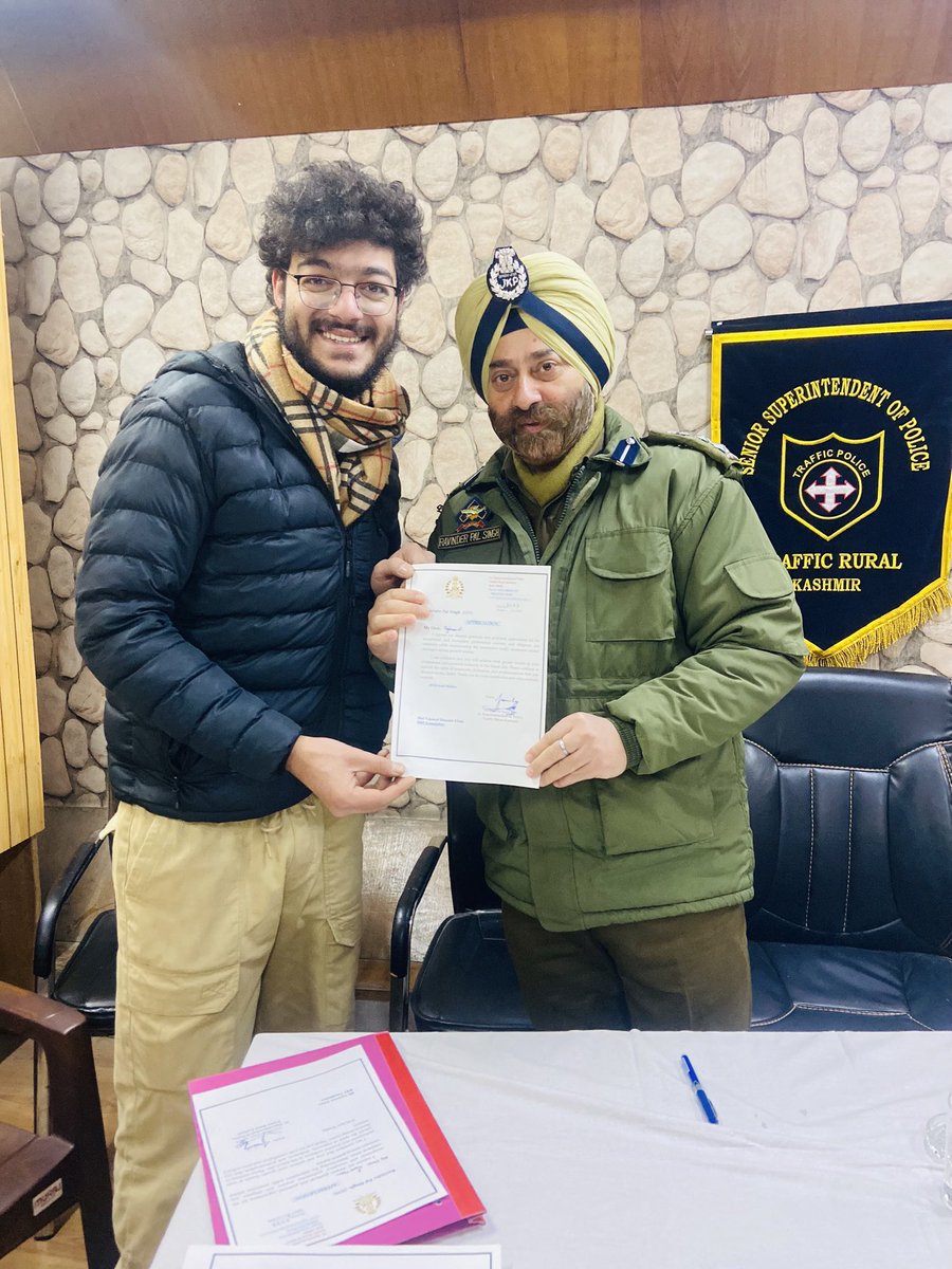 Appreciation Certificate from SSP Traffic Rural Mr R.P Singh…
<a href="/diprjk/">Information & PR, J&K</a> <a href="/krsf_org/">Kashmir Road Safety Foundation</a>