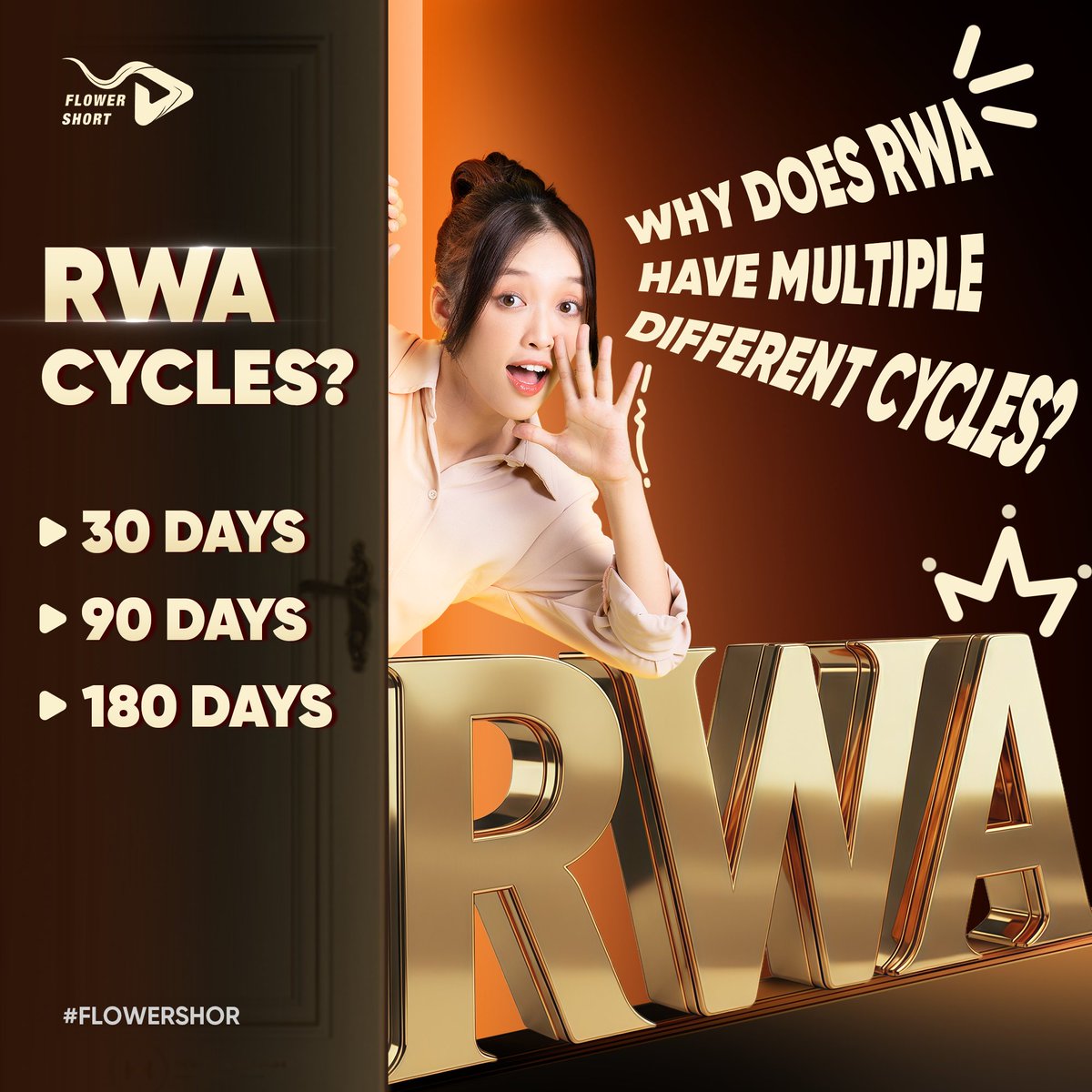 FlowerShort_'s tweet photo. Why Does RWA Offer Multiple Cycles? 
⏳The 30 day, 90 day and 180 day cycles are not “packages.”
Each reflects a different time-commitment level.
Short cycles focus on faster usage amortization.
Longer cycles allow extended performance tracking.
#RWA  #FlowerShort #Web3 https://t.co/238RJDzkKP
