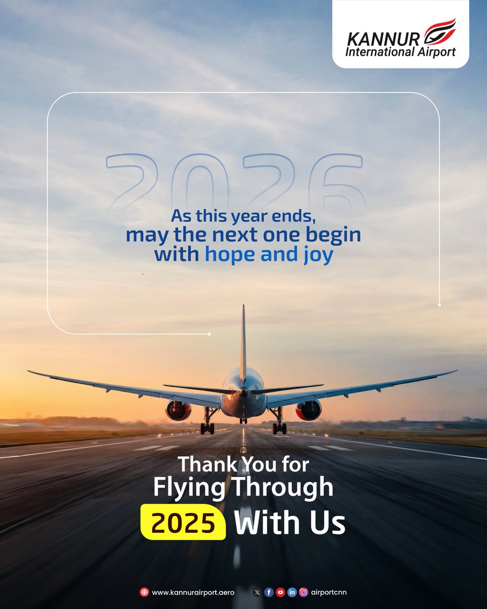 airportCNN's tweet photo. As this year ends, may the next one begin with hope and joy
Thank you for flying through 2025 with us.

#kannurinternationalairport #ThankYouForFlying #YearEndGratitude #FlyingIntoHope #JourneyContinues #kial #KannurAirport https://t.co/mUGzUeiydx