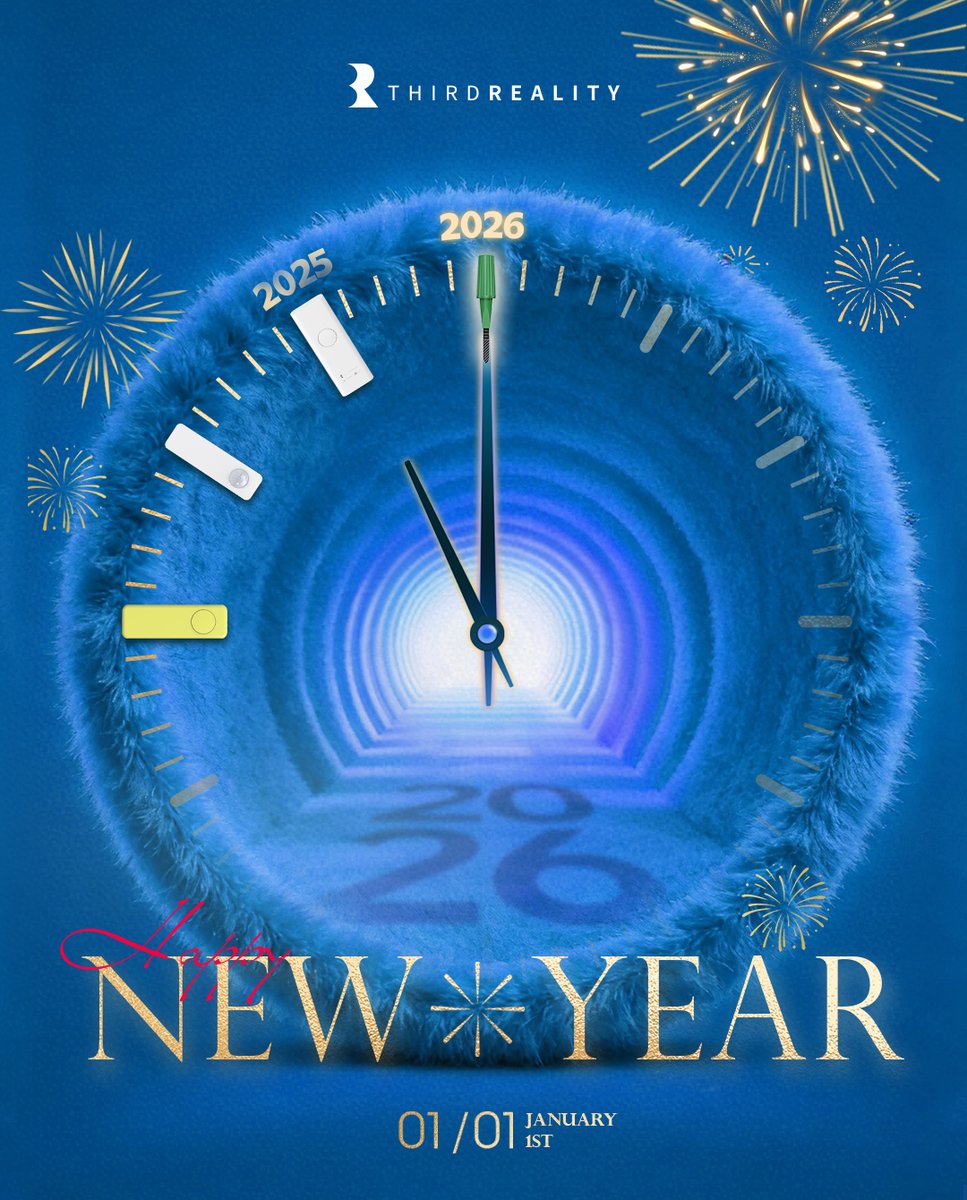 ThirdRealityInc's tweet photo. #THIRDREALITY Wishing everyone a Happy New Year! 🥂
#NewYear #2026 https://t.co/BCVC4F3yFV