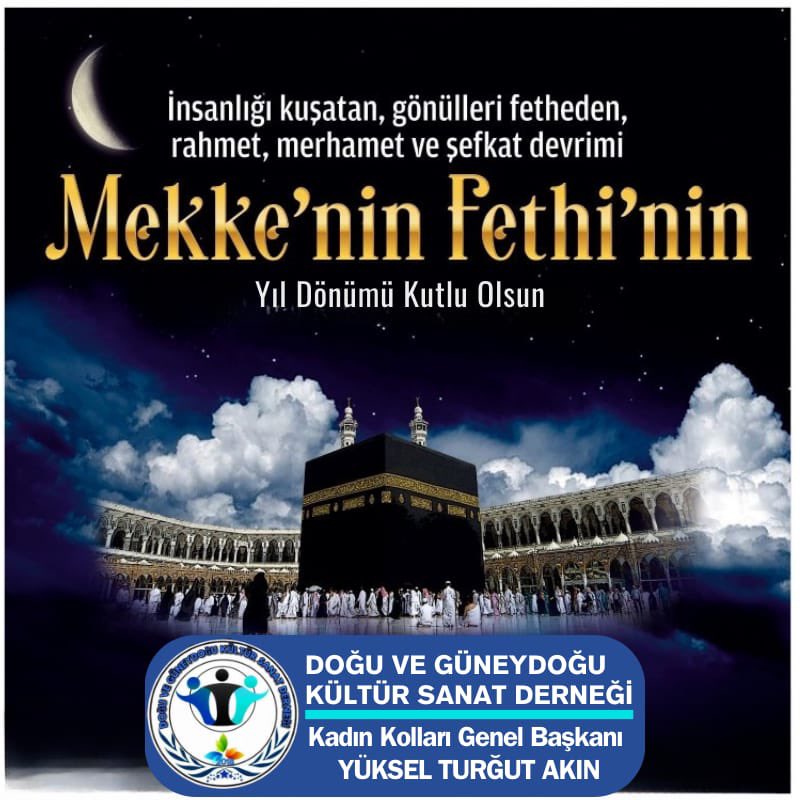 Mekke’nin Fethi’nin yıl dönümü kutlu olsun.
Fetih; sadece bir şehrin kapılarının açılması değil, kalplerin hakikate, merhamete ve adalete açılmasıdır.
Peygamber Efendimizin (s.a.v.) Mekke’de sergilediği affedicilik ve vakar, bugün de bize yol olsun
Allah birliğimizi daim eylesin